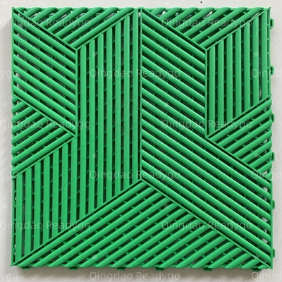 3D RIB Texture Carreaux de sol de garage imperméables au froid en plastique vert pour l'usine