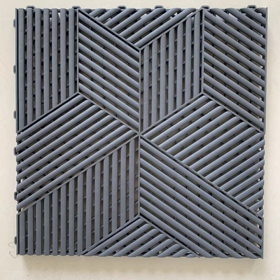 Carreaux de sol de garage en plastique gris entrelacés