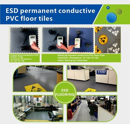 Carreaux de sol conducteurs ESD, carreaux de PVC antistatiques